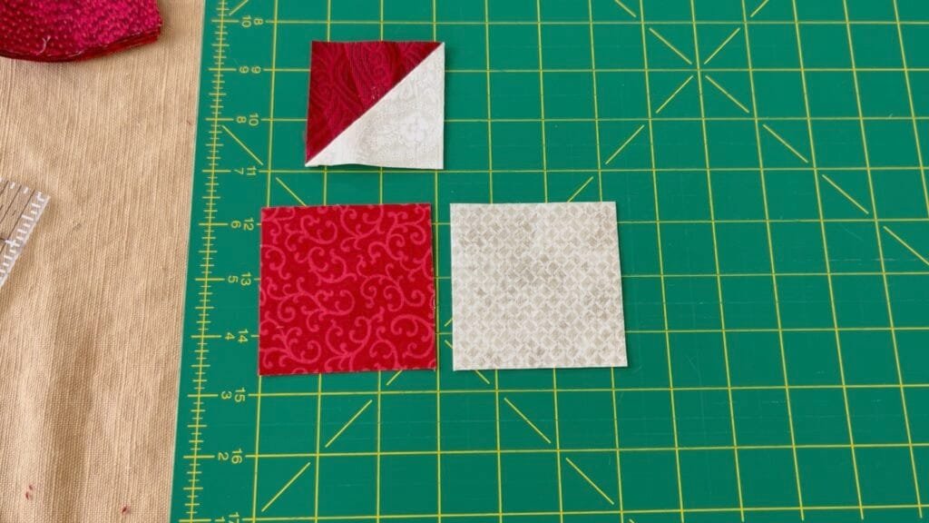 how to make half square triangles step 1