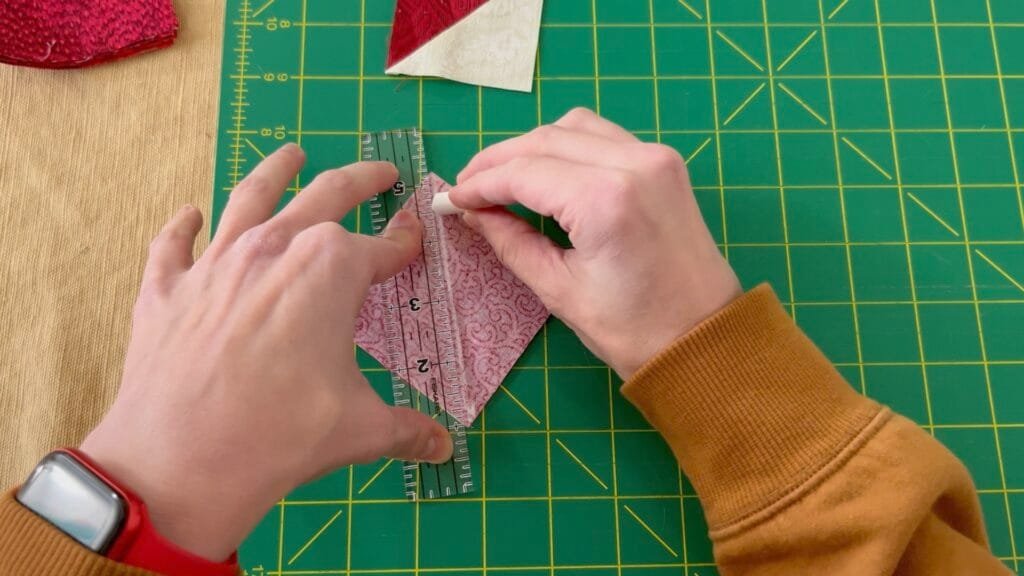 how to make half square triangles step 3
