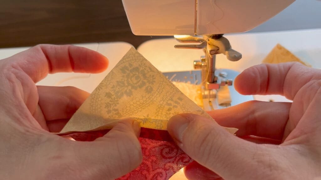 how to make half square triangles step 7