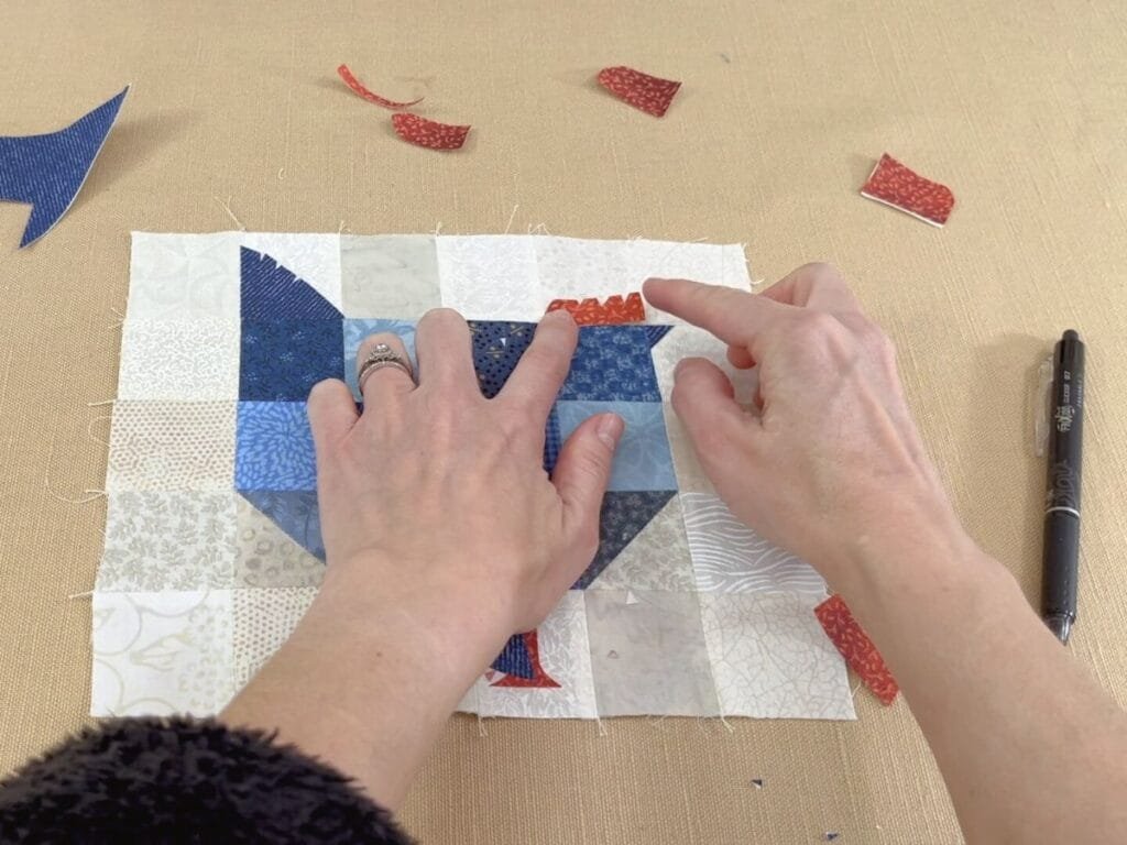 lining up the comb on the chicken block
