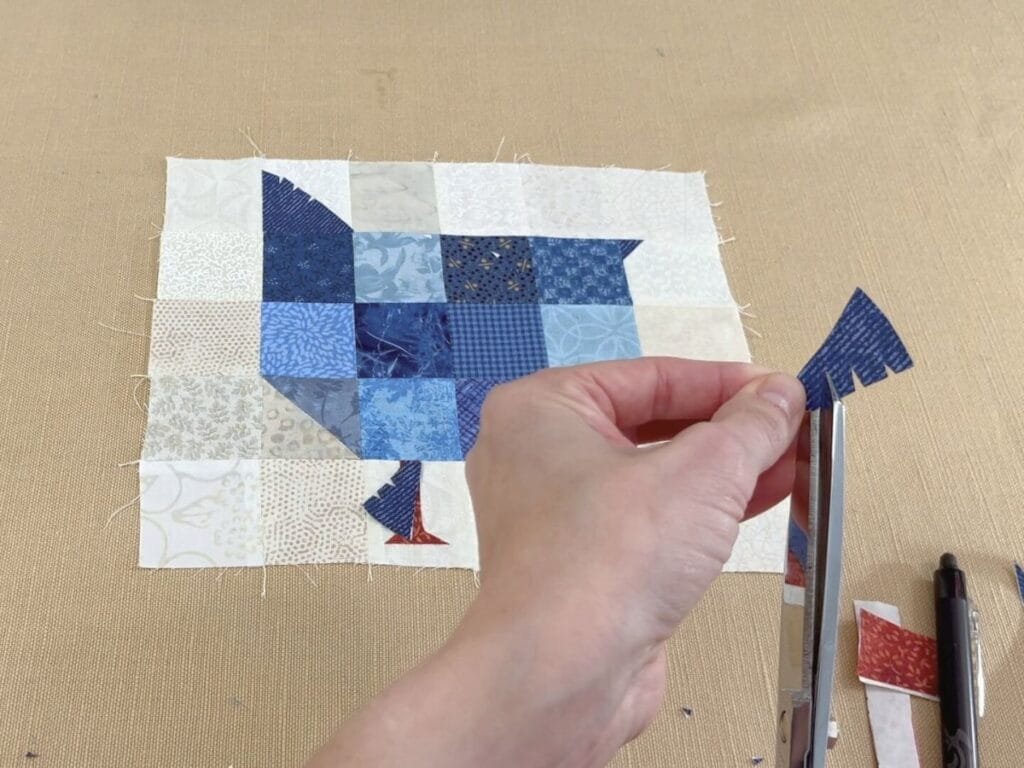 designing the foot feathers for the chicken legs and feet