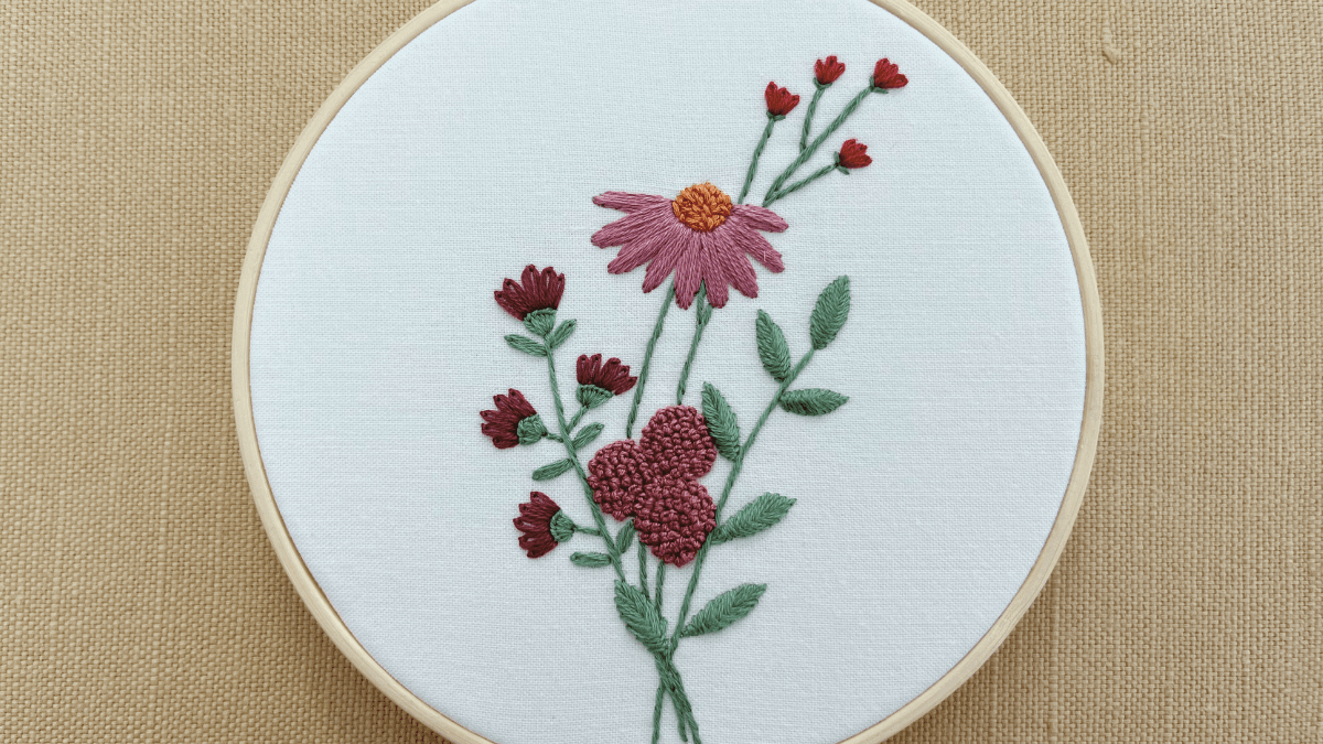 Free Beginner Wildflower Embroidery Pattern PDF and Video Tutorial
