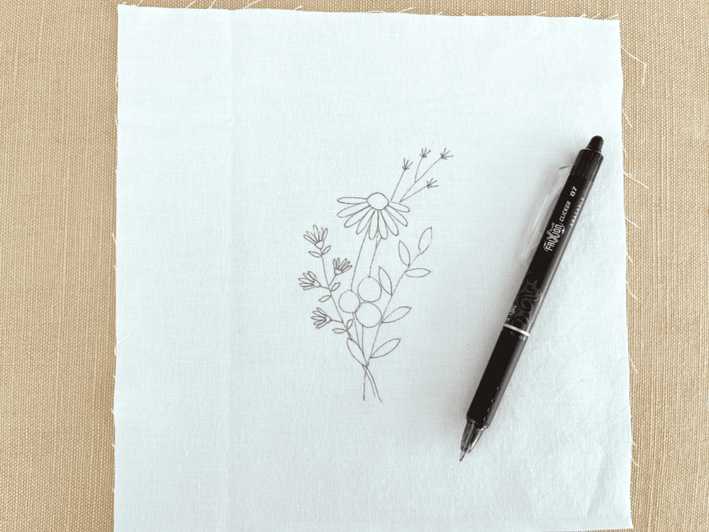 traced floral pattern with a Frixion erasable pen