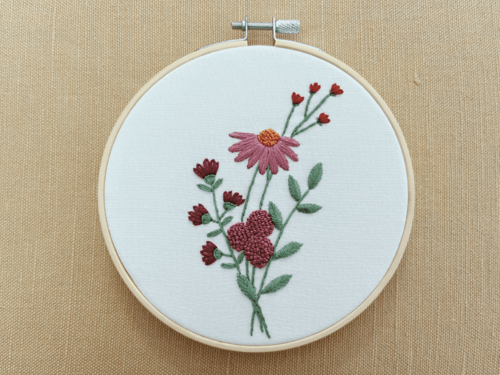 wild flower hand embroidery pattern in a 5 1/2" hoop