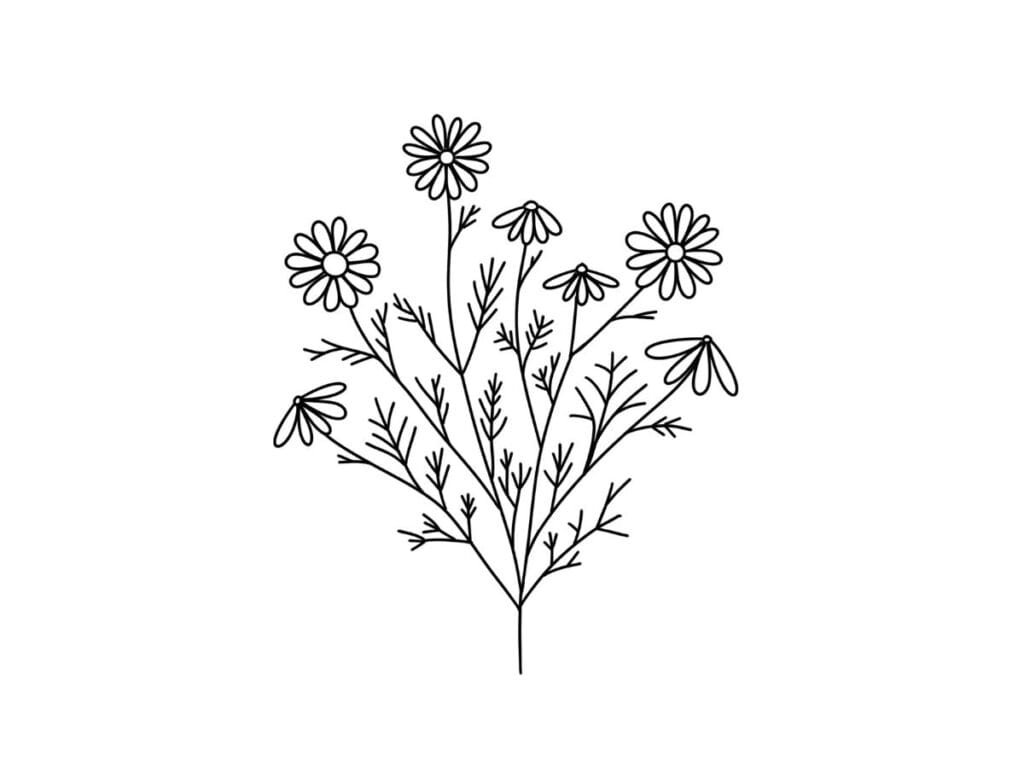 Free daisy hand embroidery pattern print out.